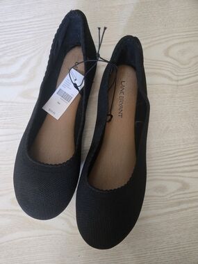 Lane Bryant Black Knit Slip-On Ballet Flats